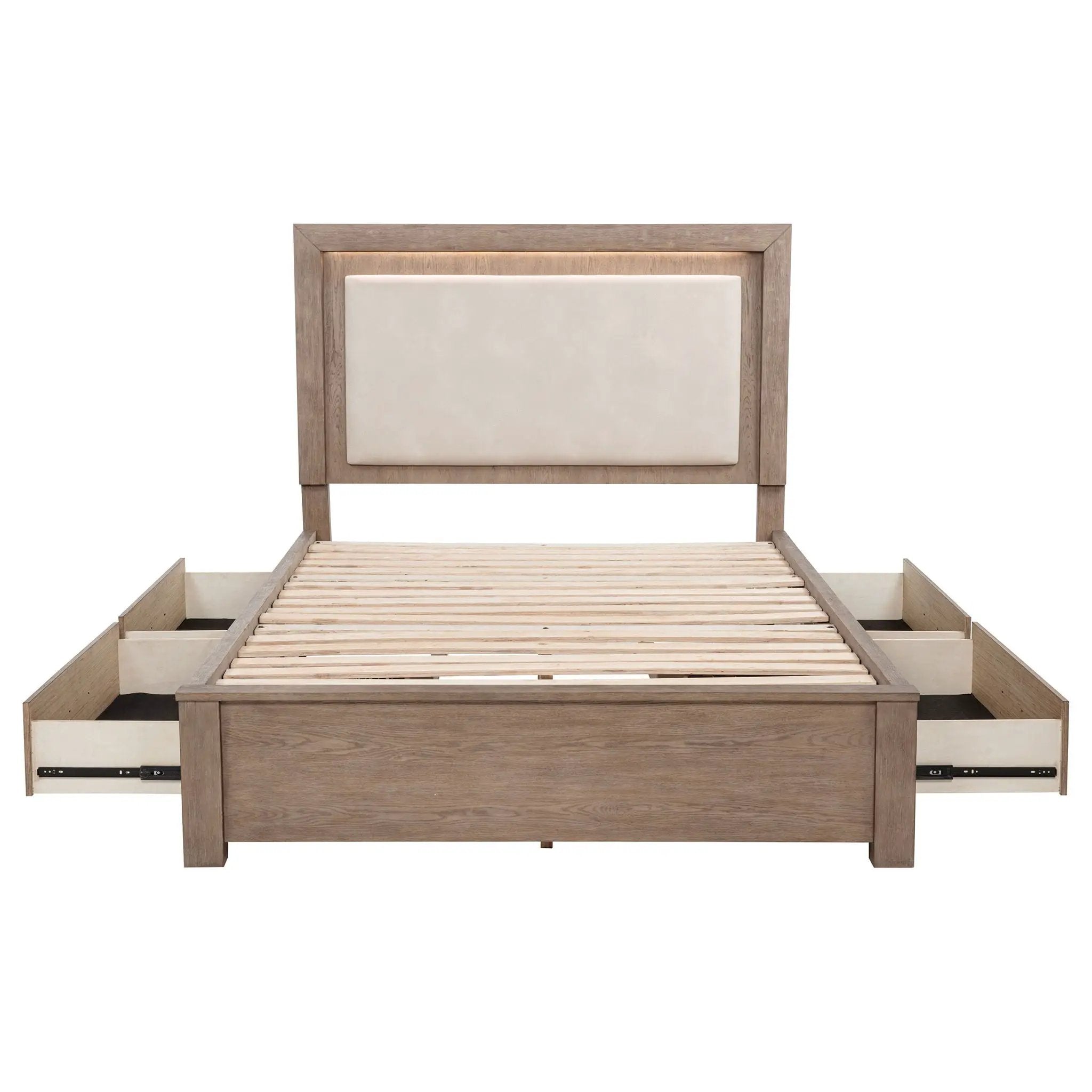 Kenora 56-inch Queen LED Storage Bed Barley Brown by Unique Piece Furniture