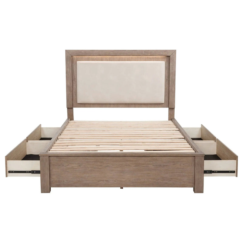 Kenora 56-inch Queen LED Storage Bed Barley Brown by Unique Piece Furniture