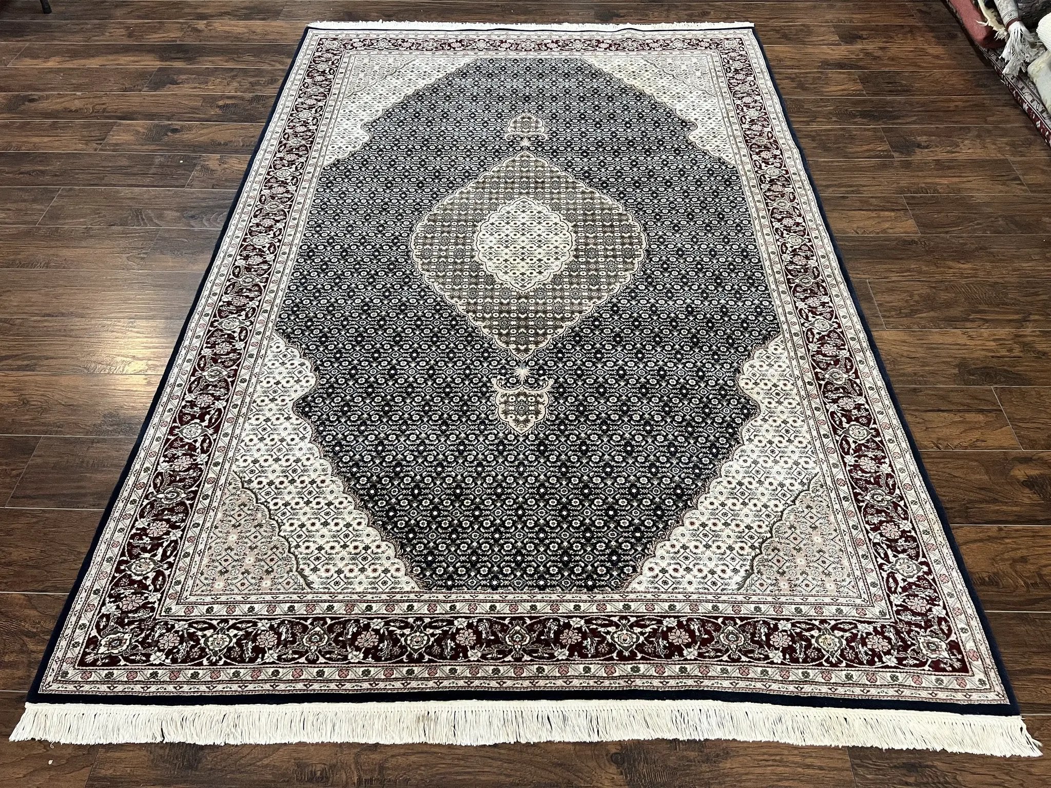 Sino Persian Rug 6x9, Herati Pattern, Vintage Handmade Hand Knotted Wool Oriental Carpet, Fine 6 x 9 Rug, Traditional Rug, Dark Blue Rug by Jewel Rugs