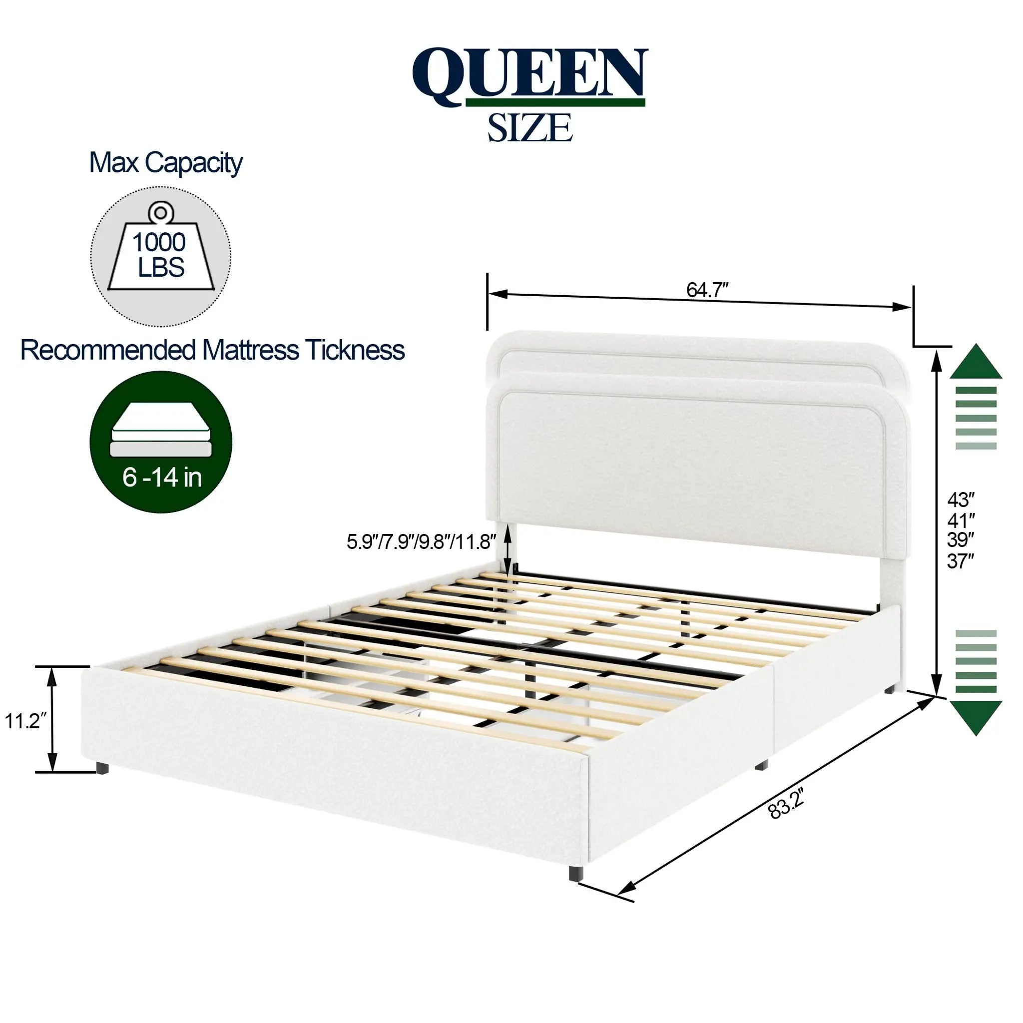 Liv - Patented With Drawers Upholstered Storage Platform Bed by Unique Piece Furniture