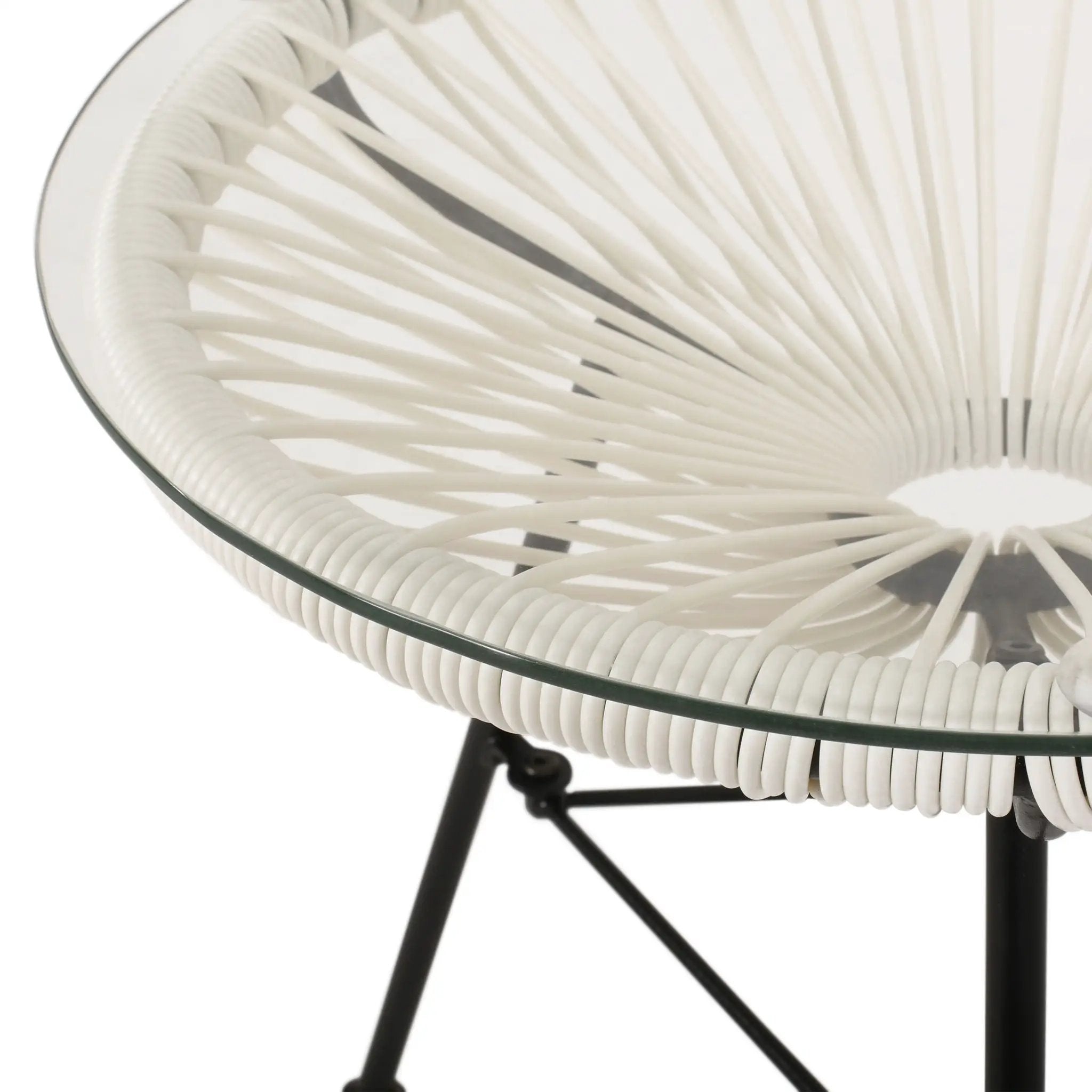 Nusa Modern Rattan Side Table With Tempered Glass Top by HouseOfZazla