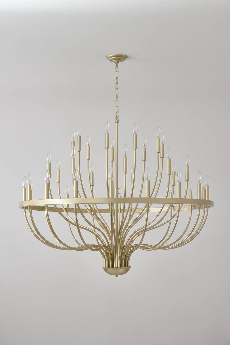 36-Light Gold Industrial Iron Candle Chandelier by HouseOfZazla