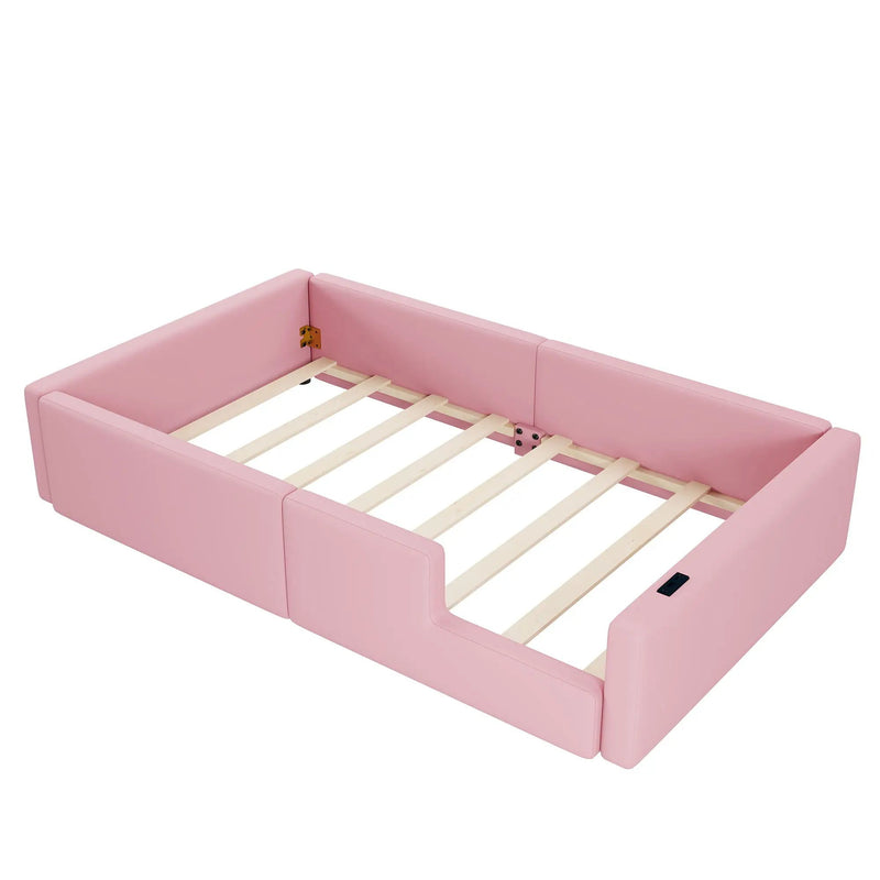 Platform Bed With Guardrail And Charging Station by HouseOfZazla