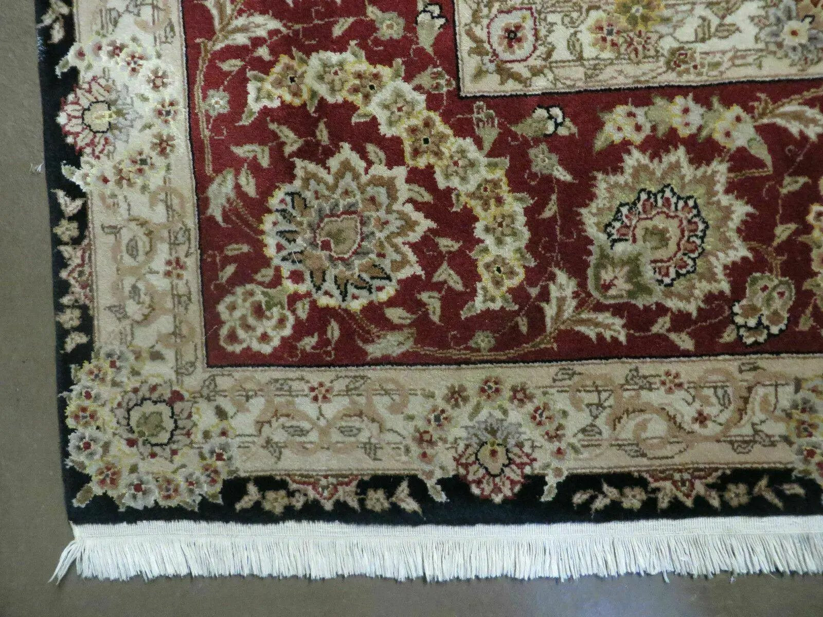 9' X 12' Vintage Handmade Fine Chinese Oriental Floral Wool Rug Silk Black by Jewel Rugs