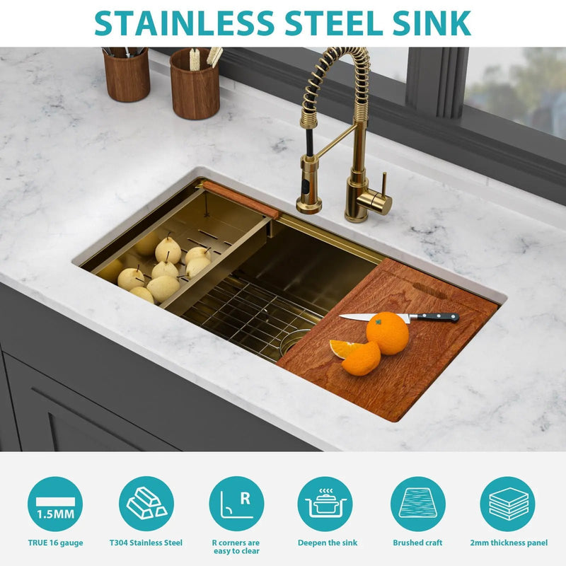 Stainless Steel Undermount Kitchen Sink With Workstation by HouseOfZazla