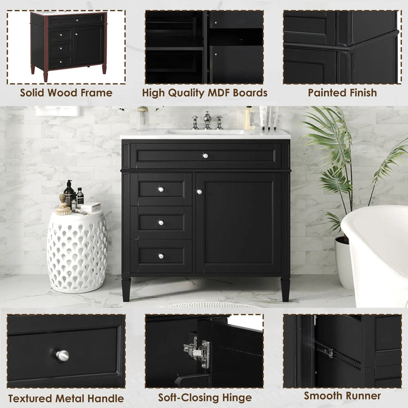 Bathroom Vanity With Top Sink, 2 Drawers And Tip Out Drawer by Unique Piece Furniture