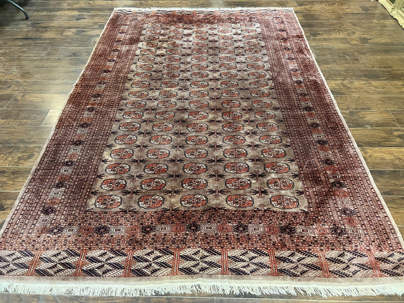 Pakistani Bokhara Turkoman Rug 7x10, Handmade Vintage Wool Carpet, Brown-Red by Jewel Rugs