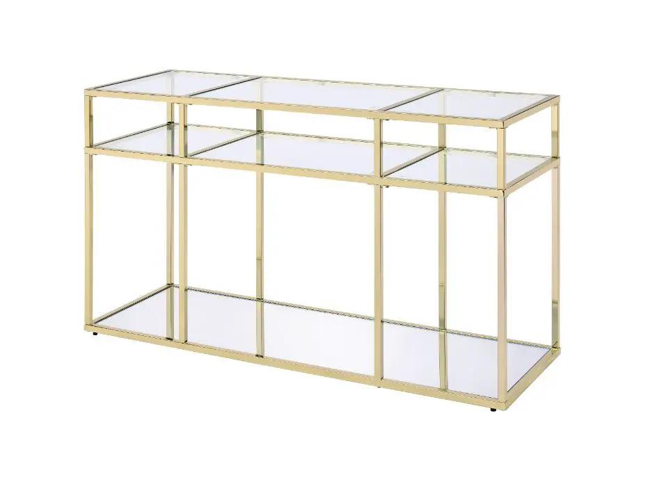 Uchenna - Sofa Table - Clear Glass & Gold by Unique Piece Furniture
