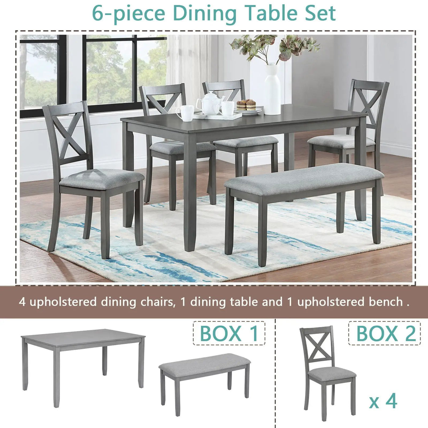 Kitchen Dining Set, Rectangular Dining Table by Unique Piece Furniture