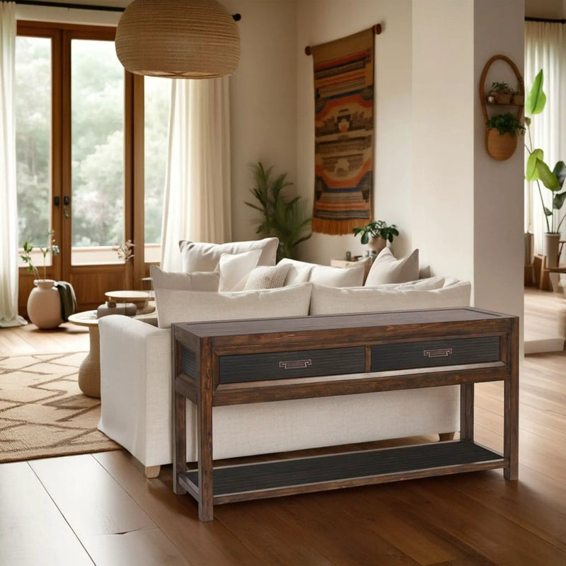 2 Drawer Sofa Table, 2 Tone - Brown by Unique Piece Furniture