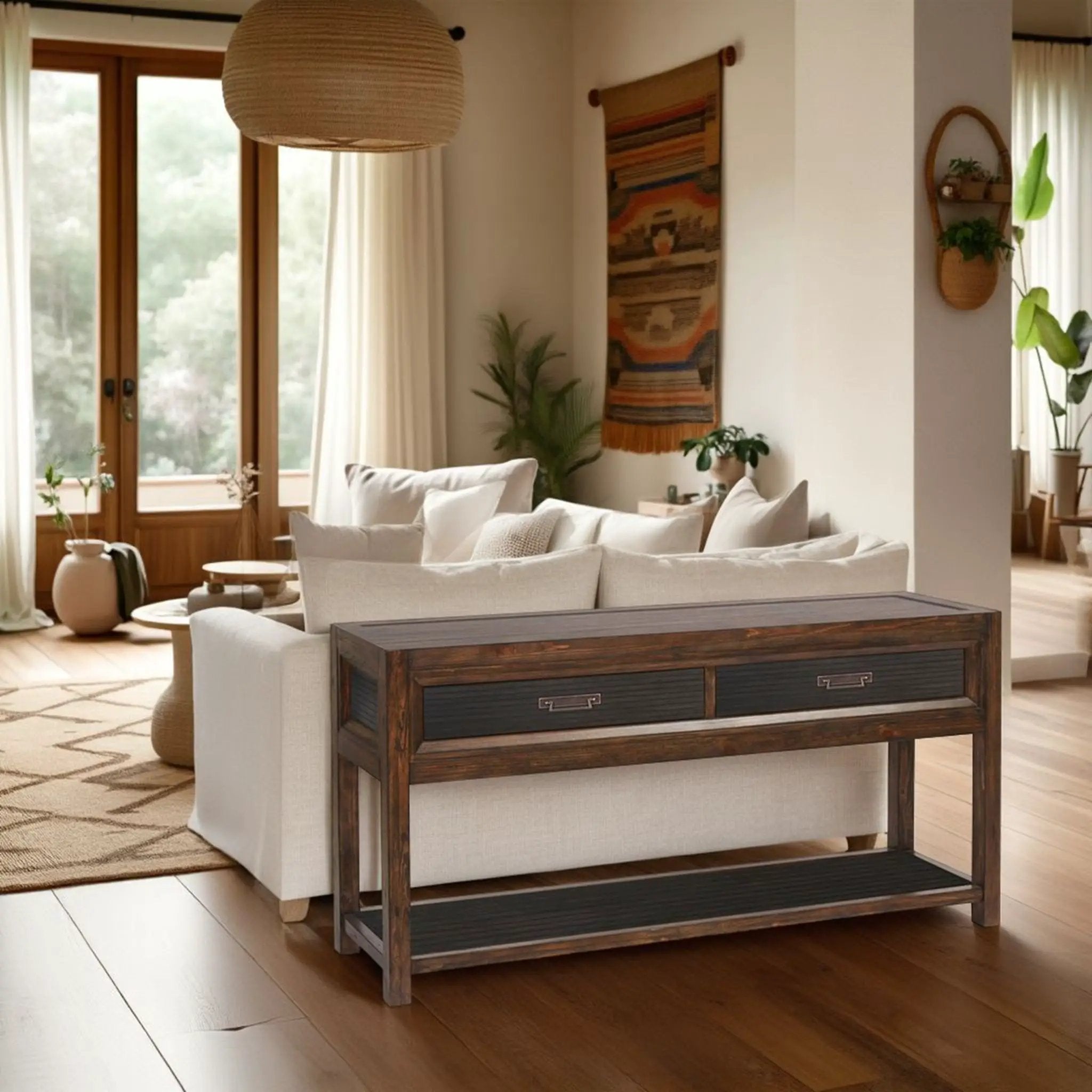 2 Drawer Sofa Table, 2 Tone - Brown by HouseOfZazla