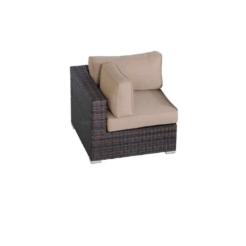 Outdoor 33" Wide Corner Wedge With Cushions - Beige / Brown by HouseOfZazla