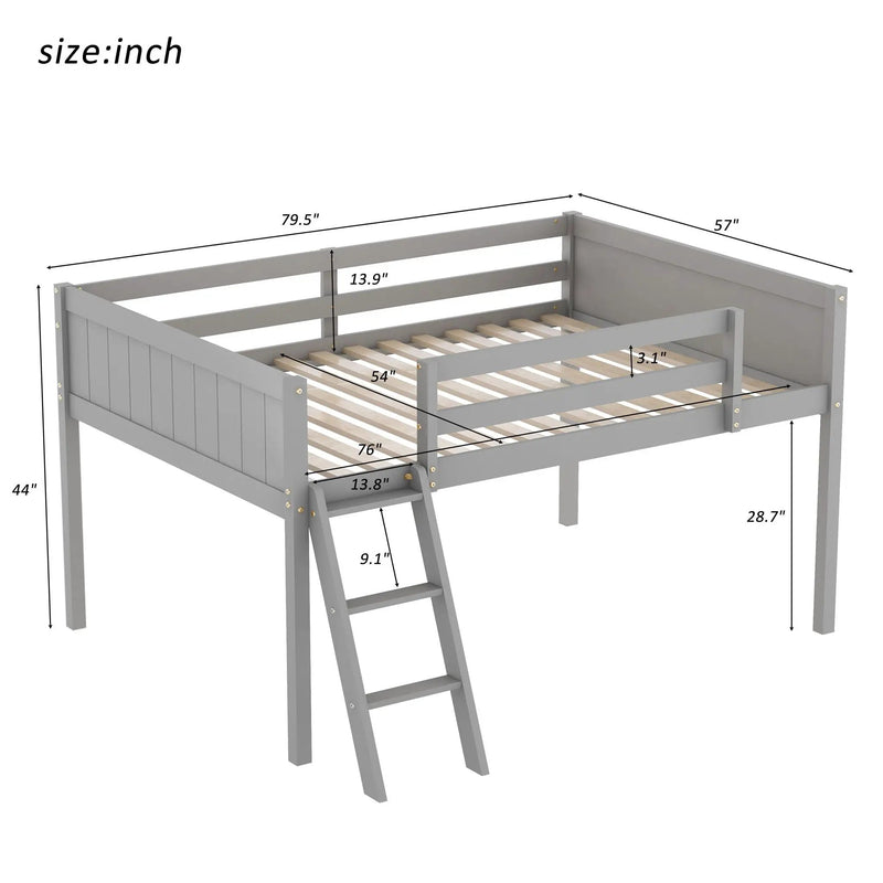 Low Loft Bed With Adjustable Ladder by Unique Piece Furniture