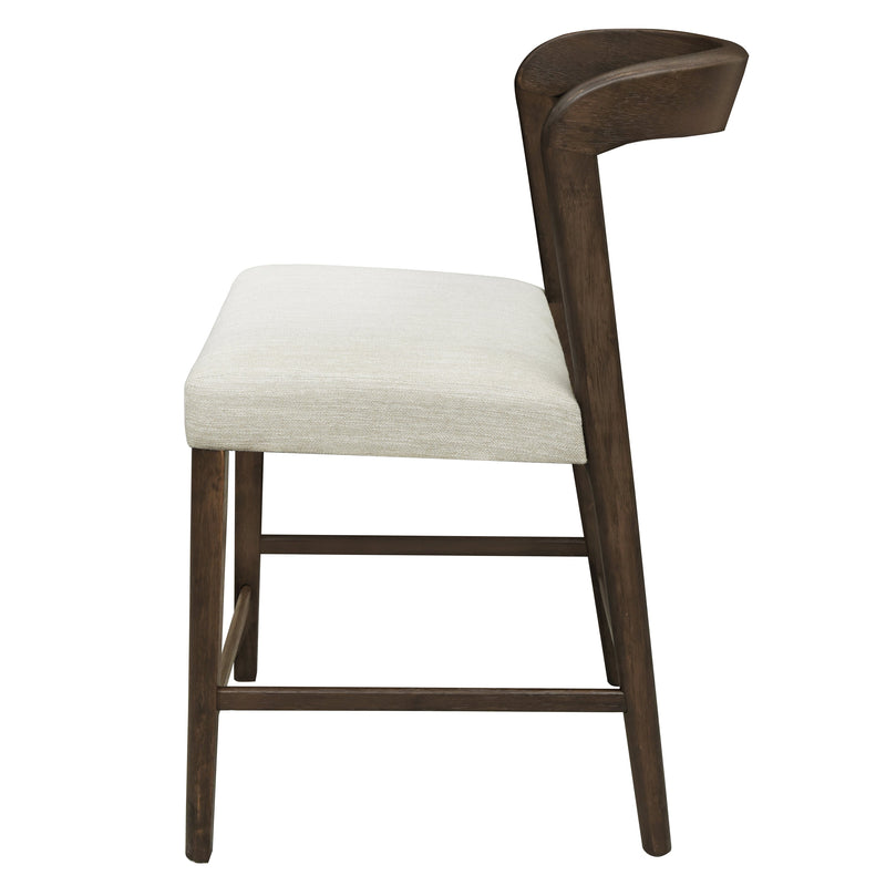 Solid Rubber Wood Counter Stools (Walnut + Beige) Set of 2 by HouseOfZazla