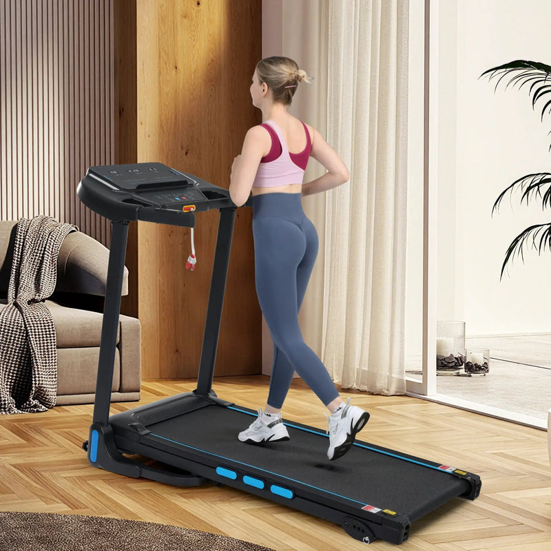 3.5Hp Hydraulic System Auto Foldable Treadmill With Incline, Heart Rate Sensors, Type C & USB Charge, Bluetooth Speaker - Black by HouseOfZazla