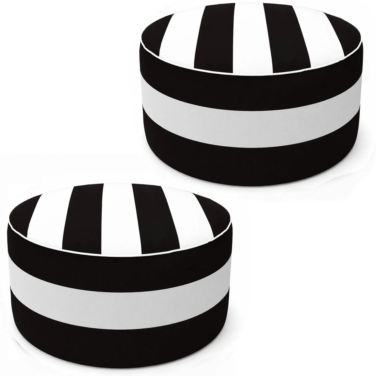 2 Pack Outdoor Inflatable Ottoman - Black/White Striped by HouseOfZazla