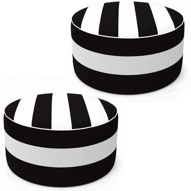 2 Pack Outdoor Inflatable Ottoman - Black/White Striped by HouseOfZazla
