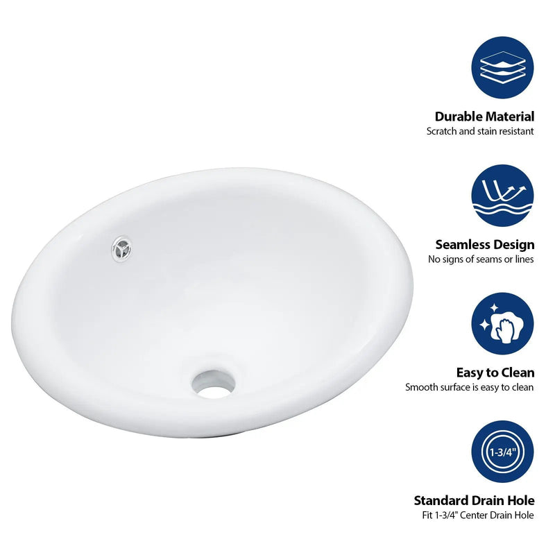 Semi Recessed Bathroom Sink With Countertop Vessel Design, 17" X 15.5" - White by HouseOfZazla
