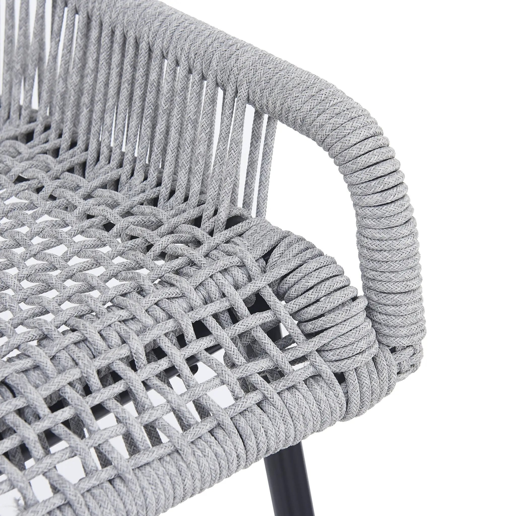 La Push Outdoor Patio Light Gray Rope Bar Stool, Set of 2 by HouseOfZazla