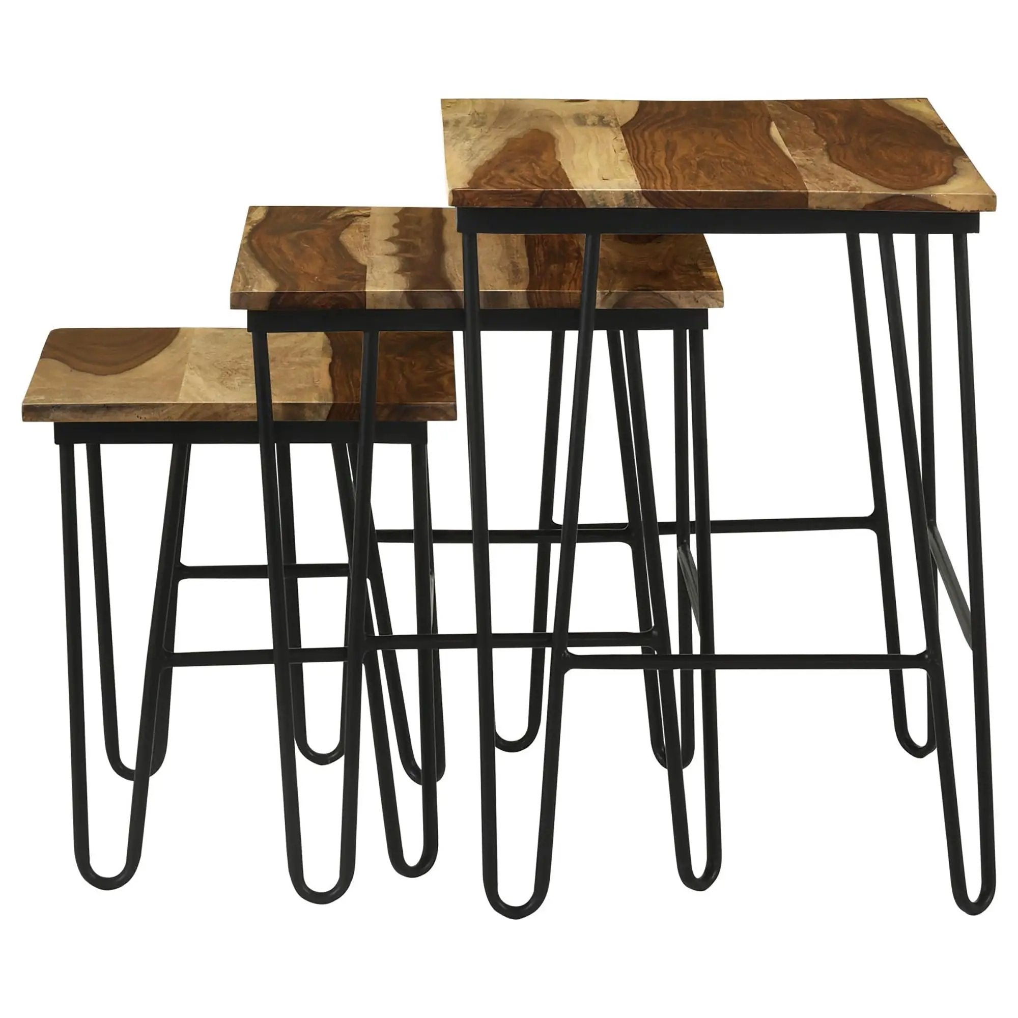 3 Piece Nesting Table With Hairpin Legs - Brown by HouseOfZazla