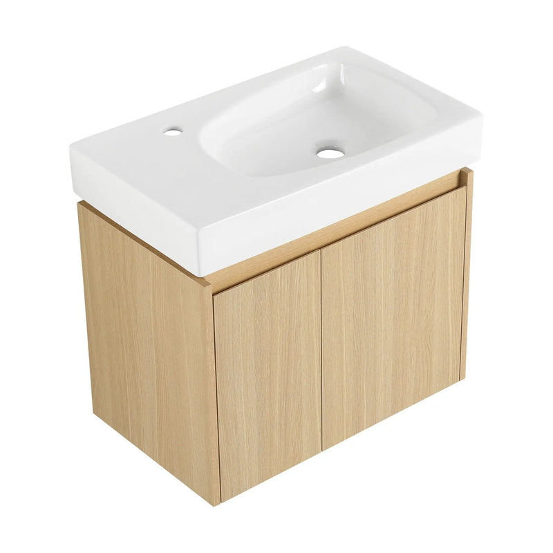 Modern Bathroom Vanity With Ceramic Basin, Wall Mounted Floating Sink Combo, Storage Cabinet by HouseOfZazla
