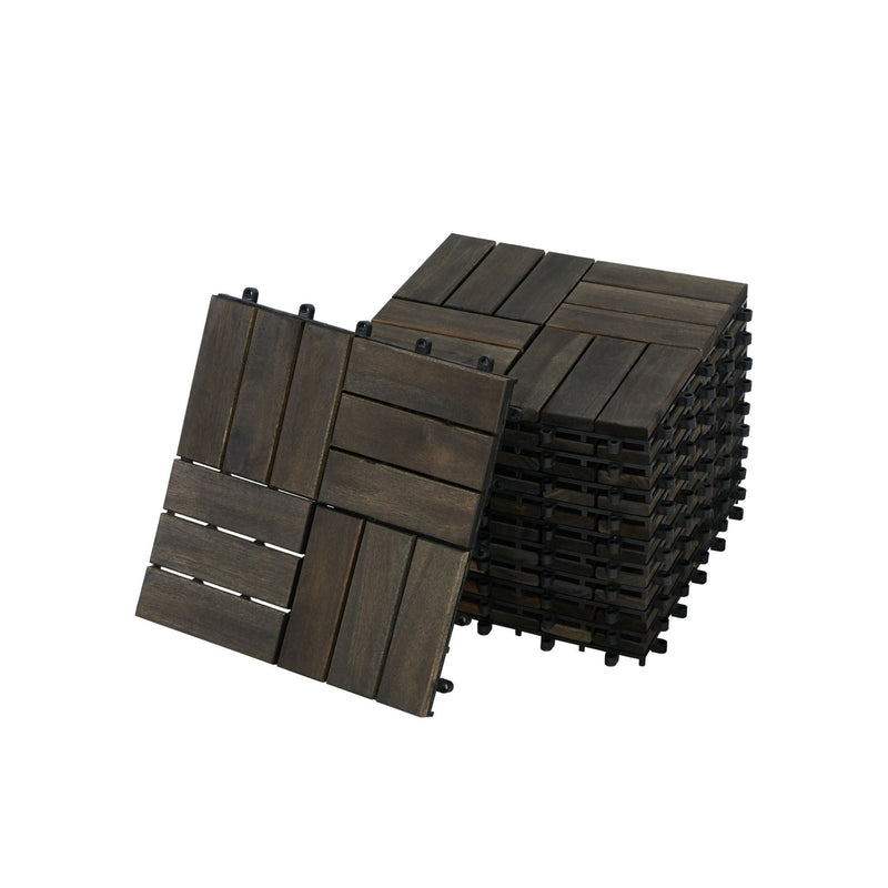 Acacia Wood Interlocking Deck Tiles Checker Pattern For Outdoor Flooring by HouseOfZazla