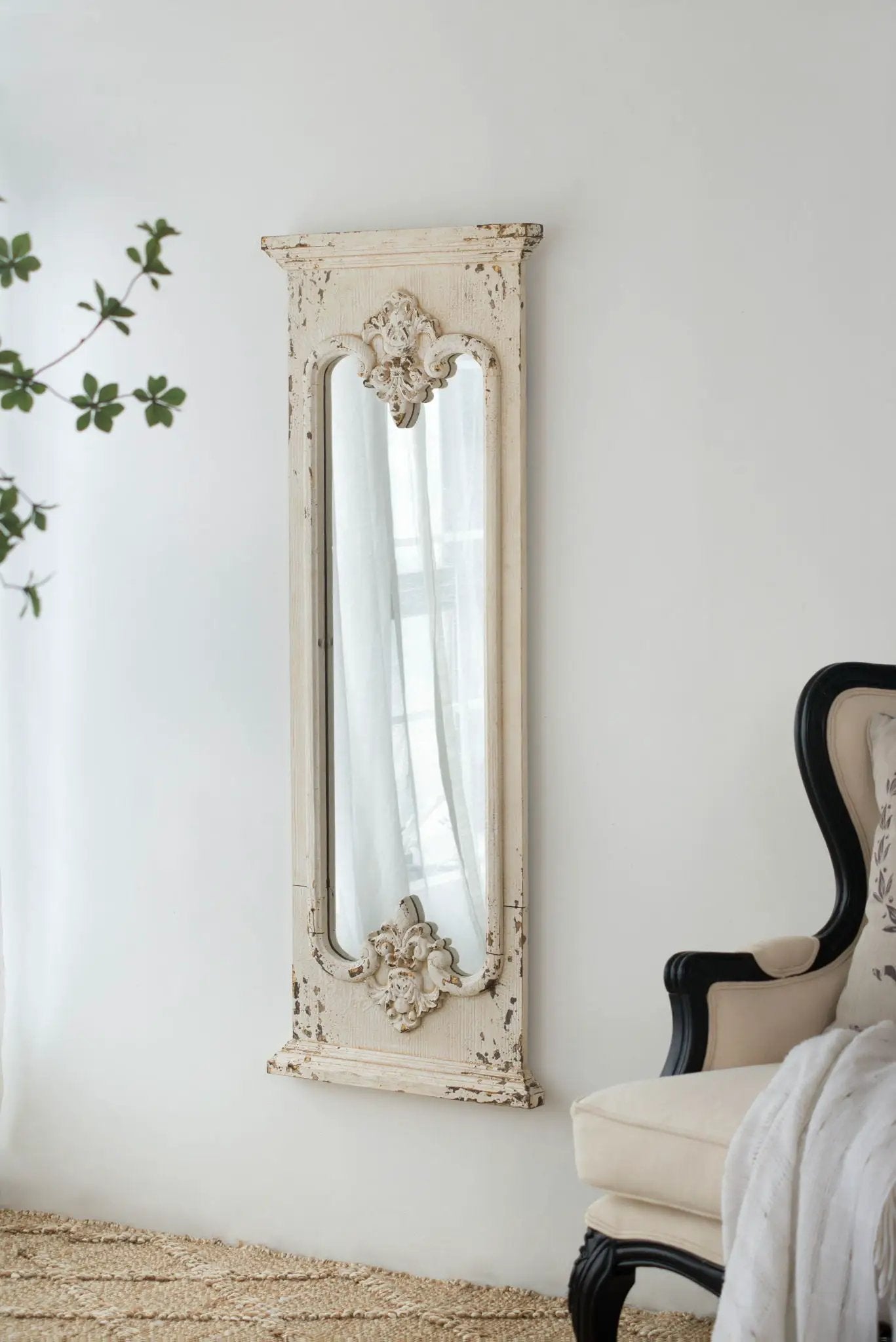 Full Length Mirror With Solid Wood Frame, Floor Mirror For Living Room Bedroom Entryway - White by Unique Piece Furniture