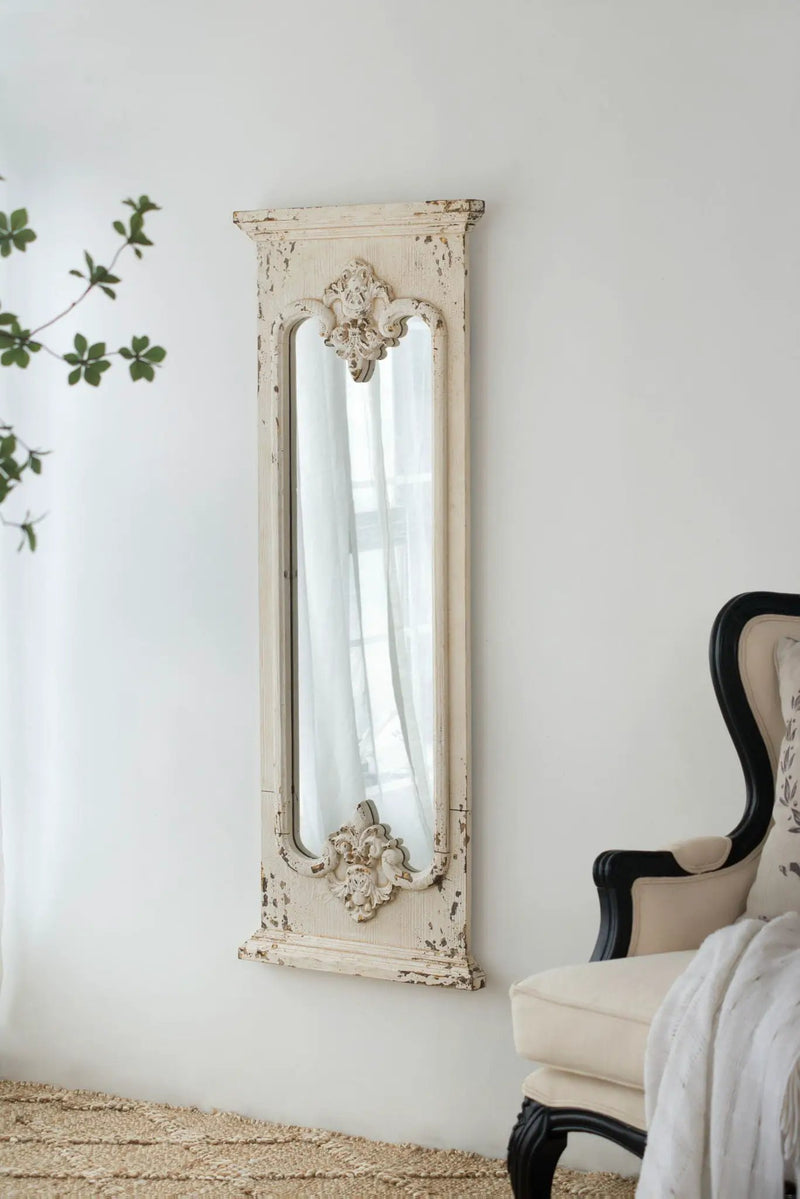 Full Length Mirror With Solid Wood Frame, Floor Mirror For Living Room Bedroom Entryway - White by HouseOfZazla