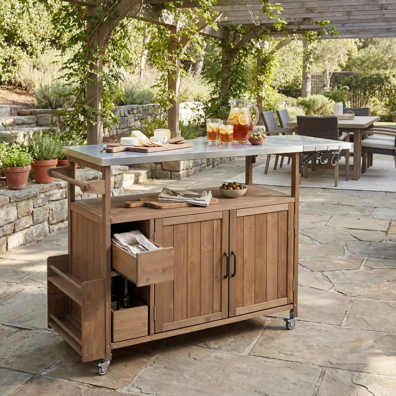 54.33' Farmhouse Rolling Outdoor Kitchen Cart by HouseOfZazla