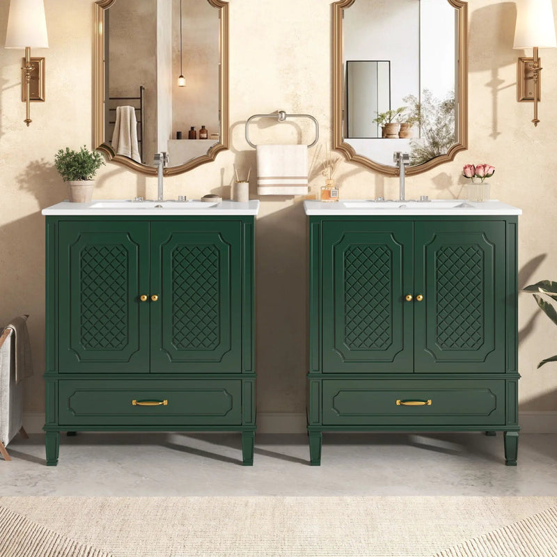 Bathroom Vanity With Sink, Soft Closing Door, Multi Functional Storage by HouseOfZazla