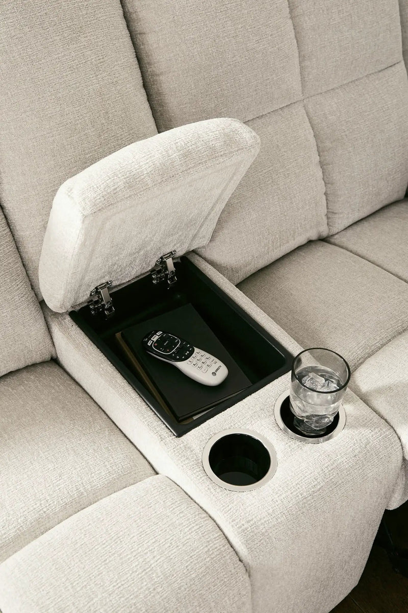 Orlen - Double Reclining Loveseat With Console - Winter by Unique Piece Furniture