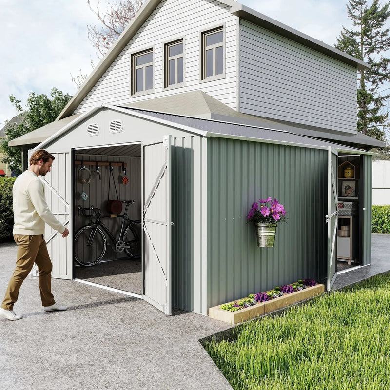 10x12 FT Outdoor Metal Storage Shed by HouseOfZazla