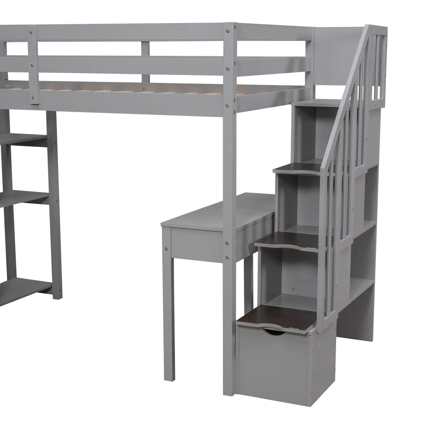 Loft Bed With Storage Drawers, Desk And Stairs With Shelves by Unique Piece Furniture