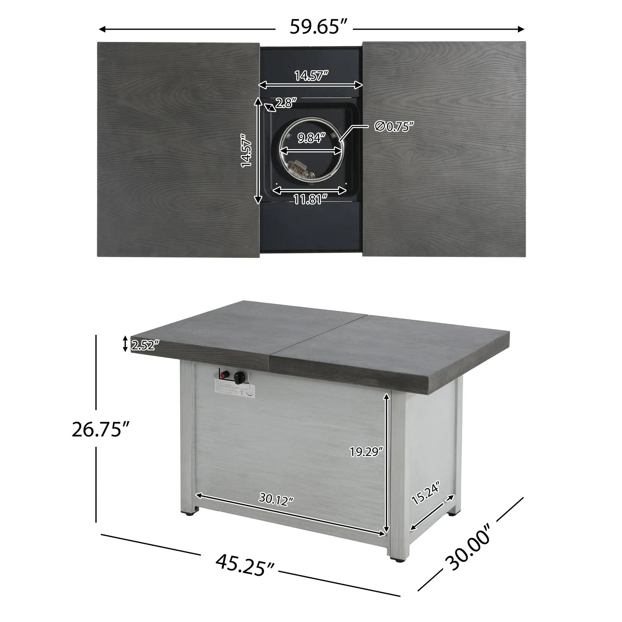 Extendable Rectangle Aluminum Alloy Fire Pit Table, 50,000 BTU by HouseOfZazla