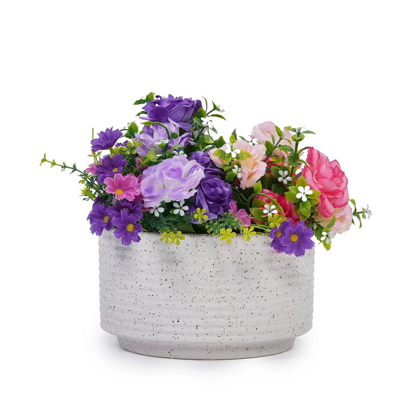 2 Pieces Ceramic Flowerpot Set, Milk White by HouseOfZazla