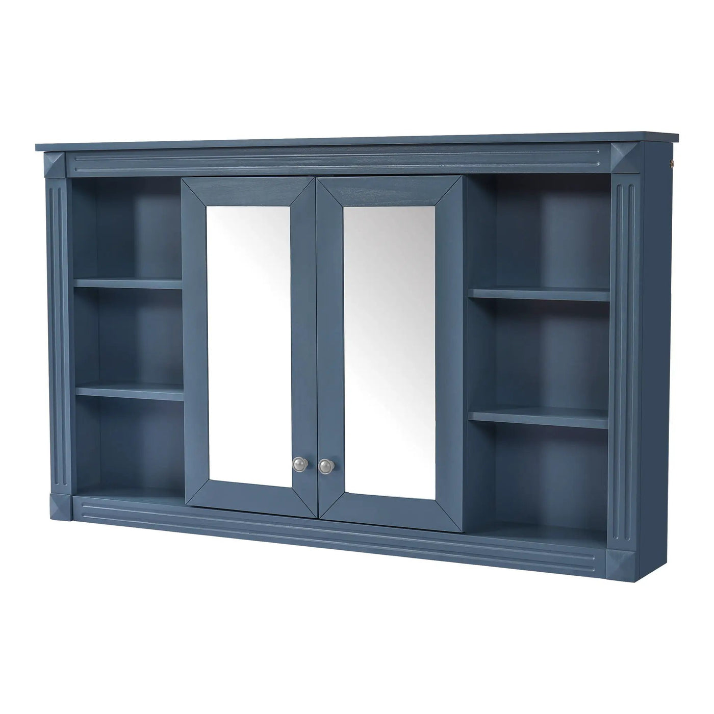 Wall-Mounted Mirror Cabinet With Adjustable Shelf and Open Shelves by HouseOfZazla
