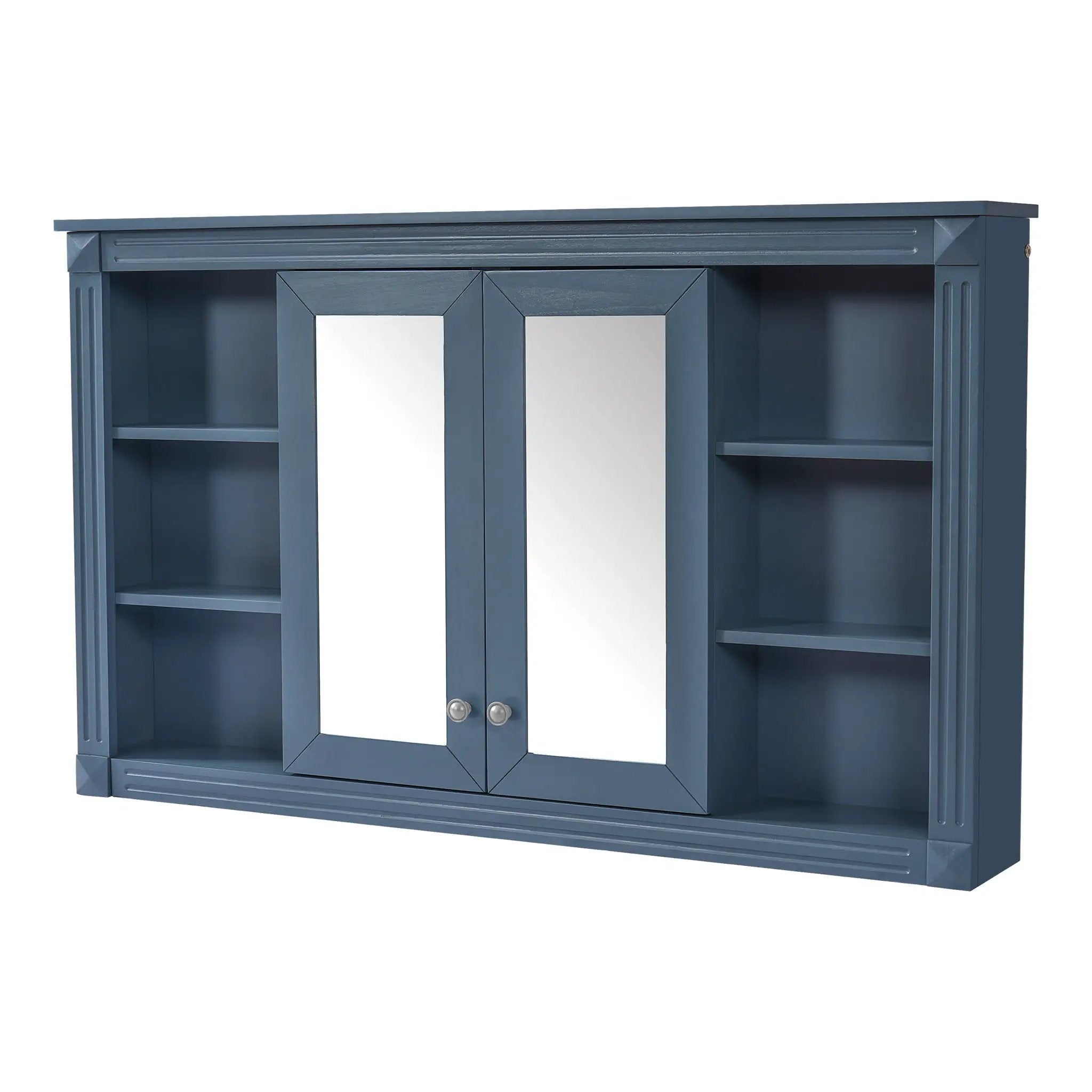 Wall-Mounted Mirror Cabinet With Adjustable Shelf and Open Shelves by HouseOfZazla