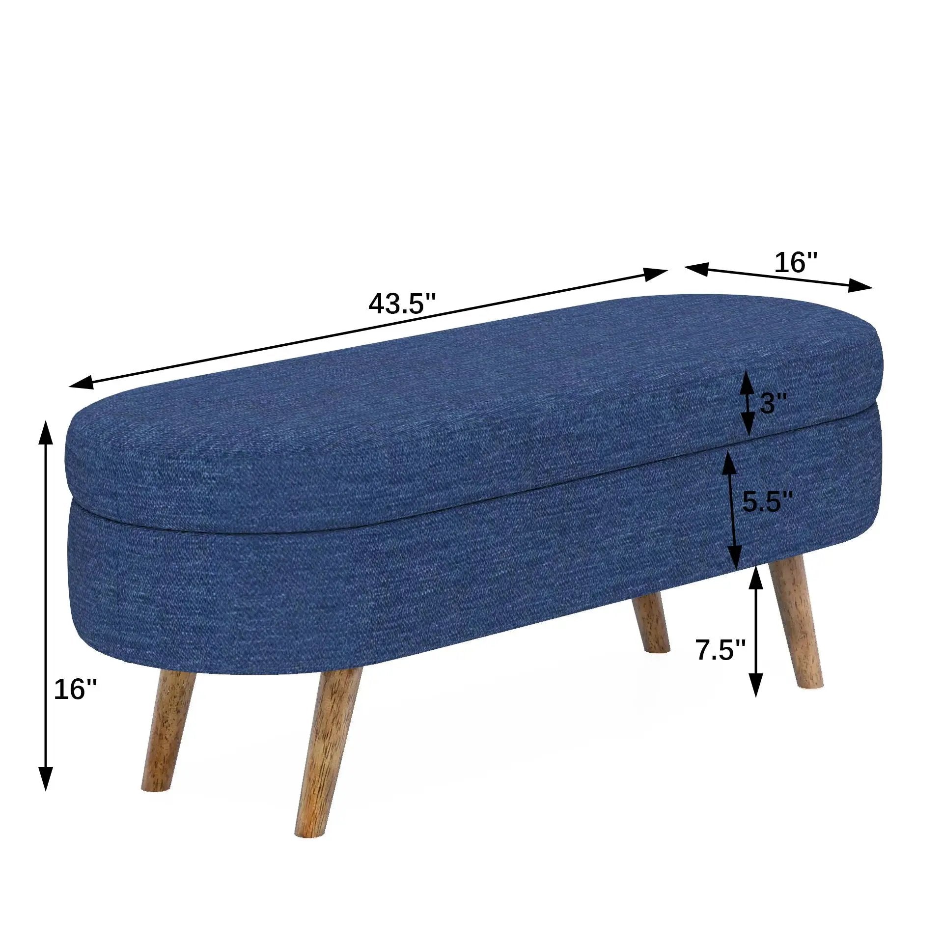 Ottoman Oval Storage Bench With Rubber Wood Legs by Unique Piece Furniture