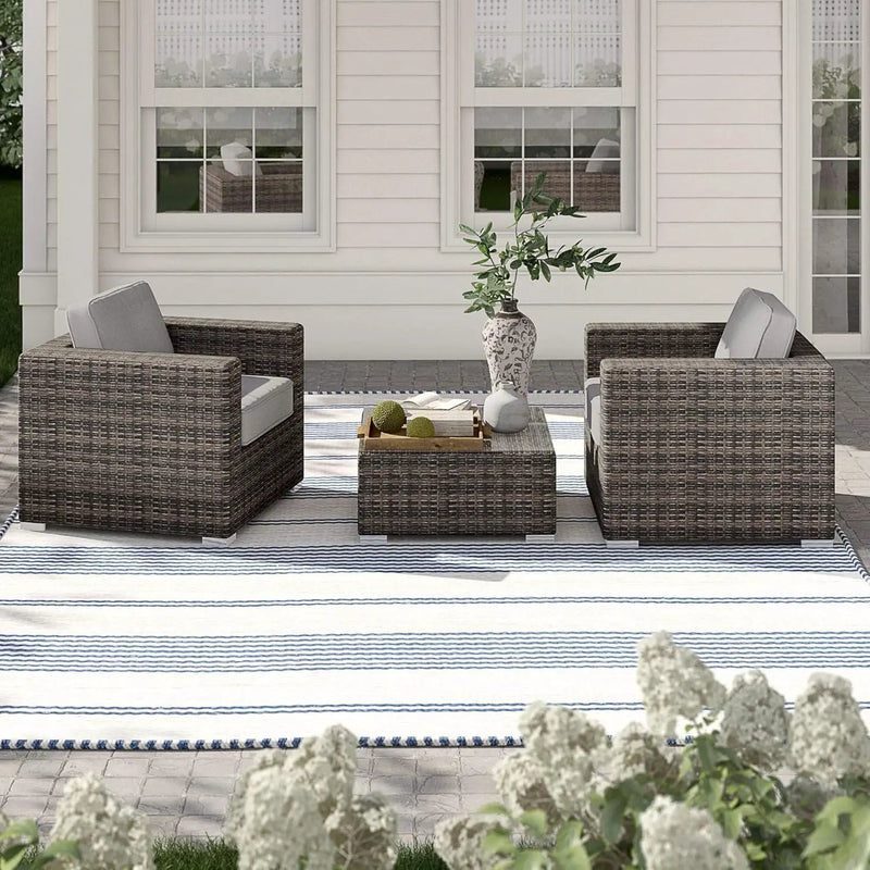 Wicker Seating Group Set With Table And Cushions by HouseOfZazla