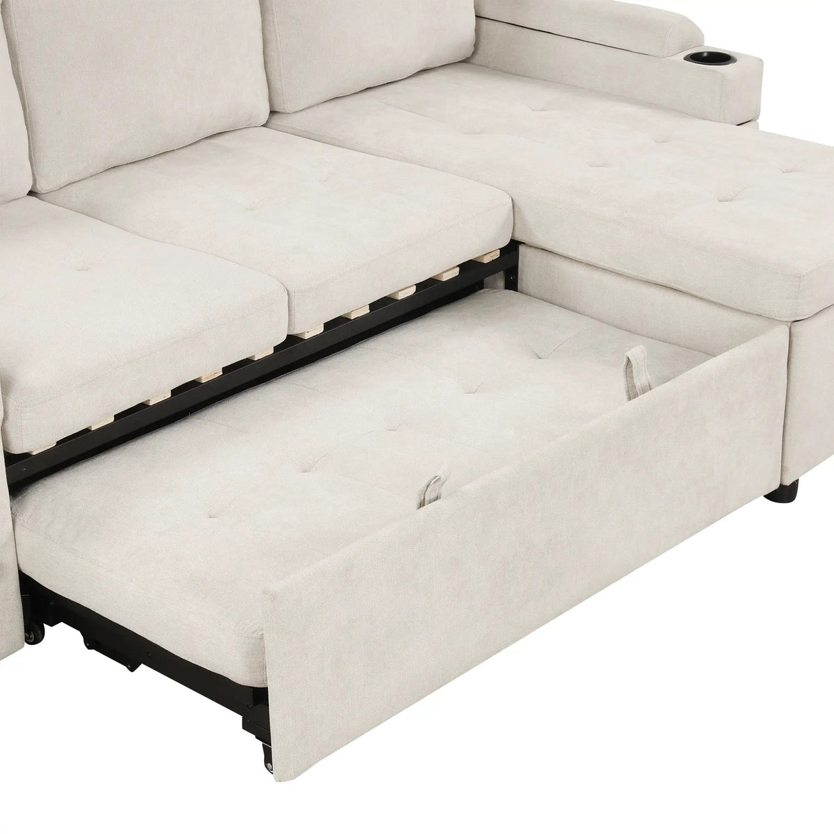 83.5" L-Shaped Sofa Couch Convertible Sofa Bed by HouseOfZazla