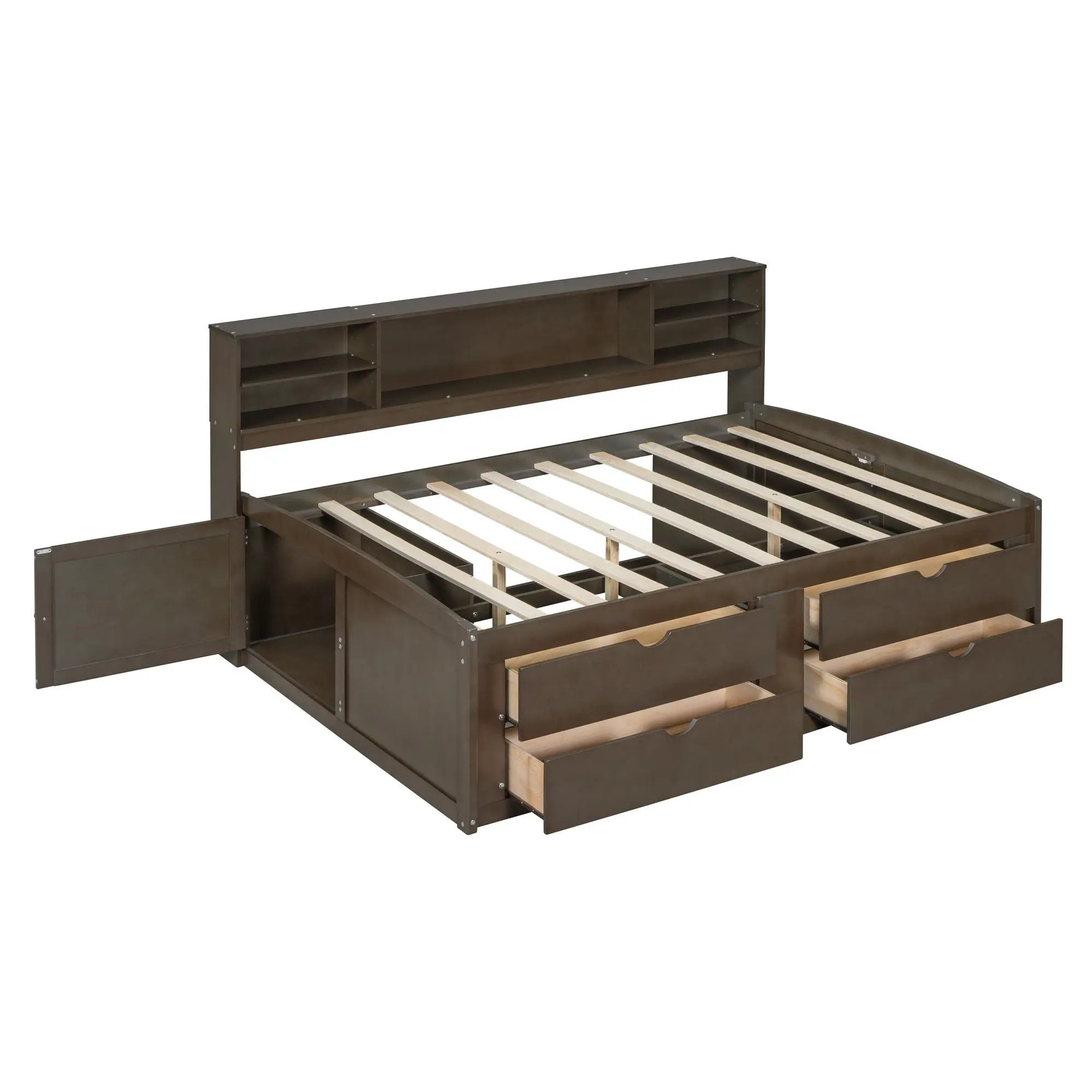 Daybed With 2 Bedside Cabinets, Upper Shelves And 4 Drawers by HouseOfZazla