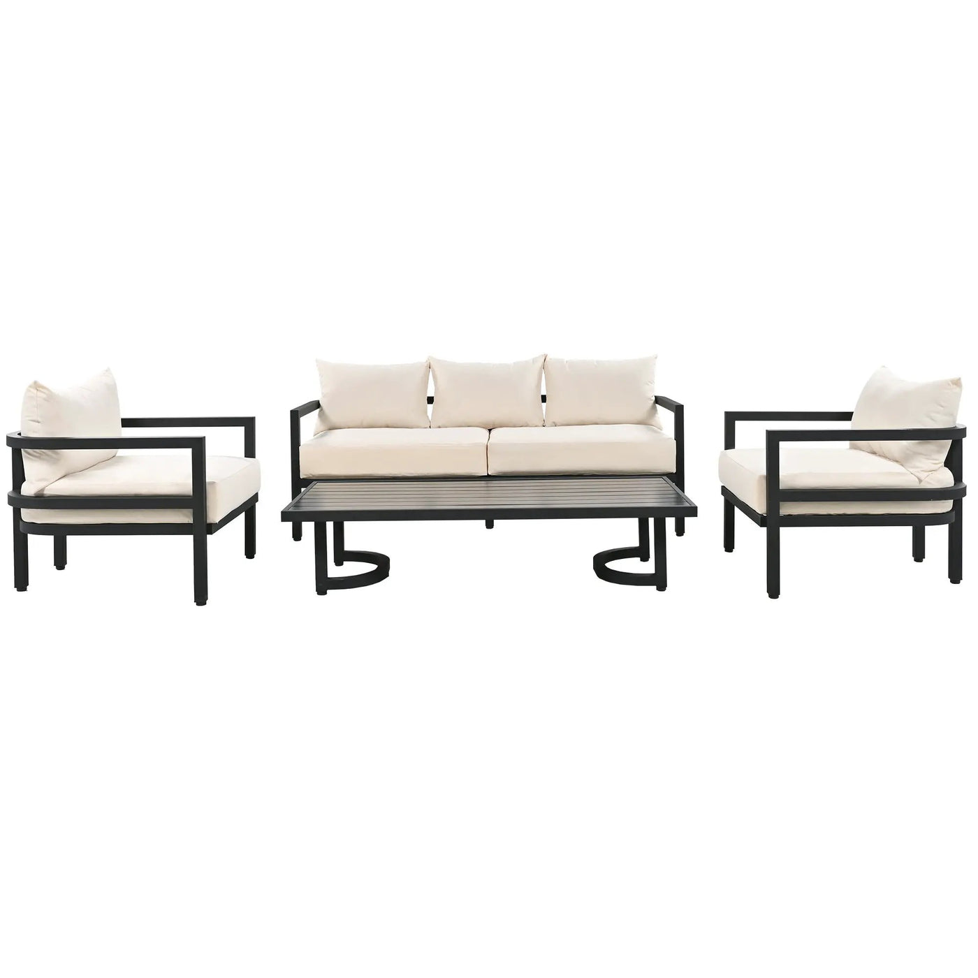 U_Style Multi-Person Outdoor Steel Sofa Set with Coffee Table by HouseOfZazla
