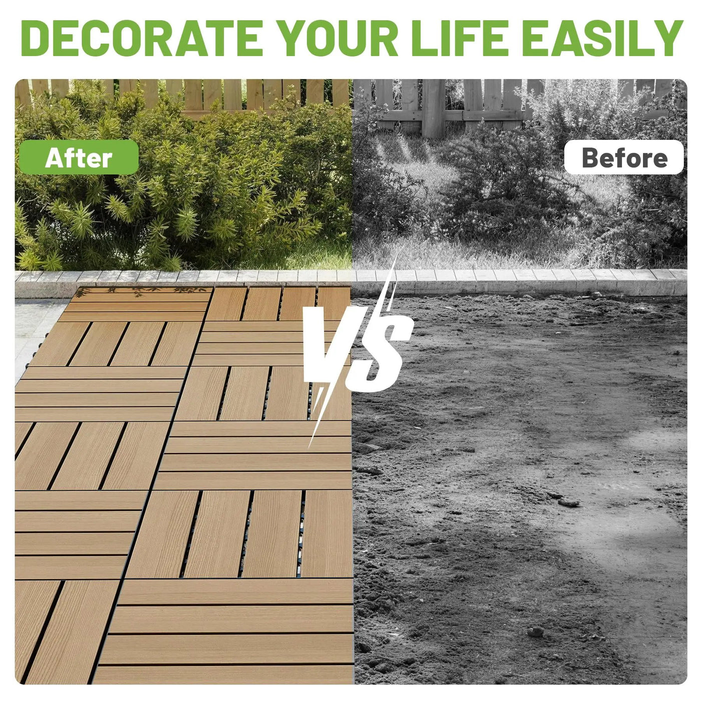 27 Pcs Interlocking Deck Tiles 12" x 12" HDPE Outdoor Flooring by HouseOfZazla