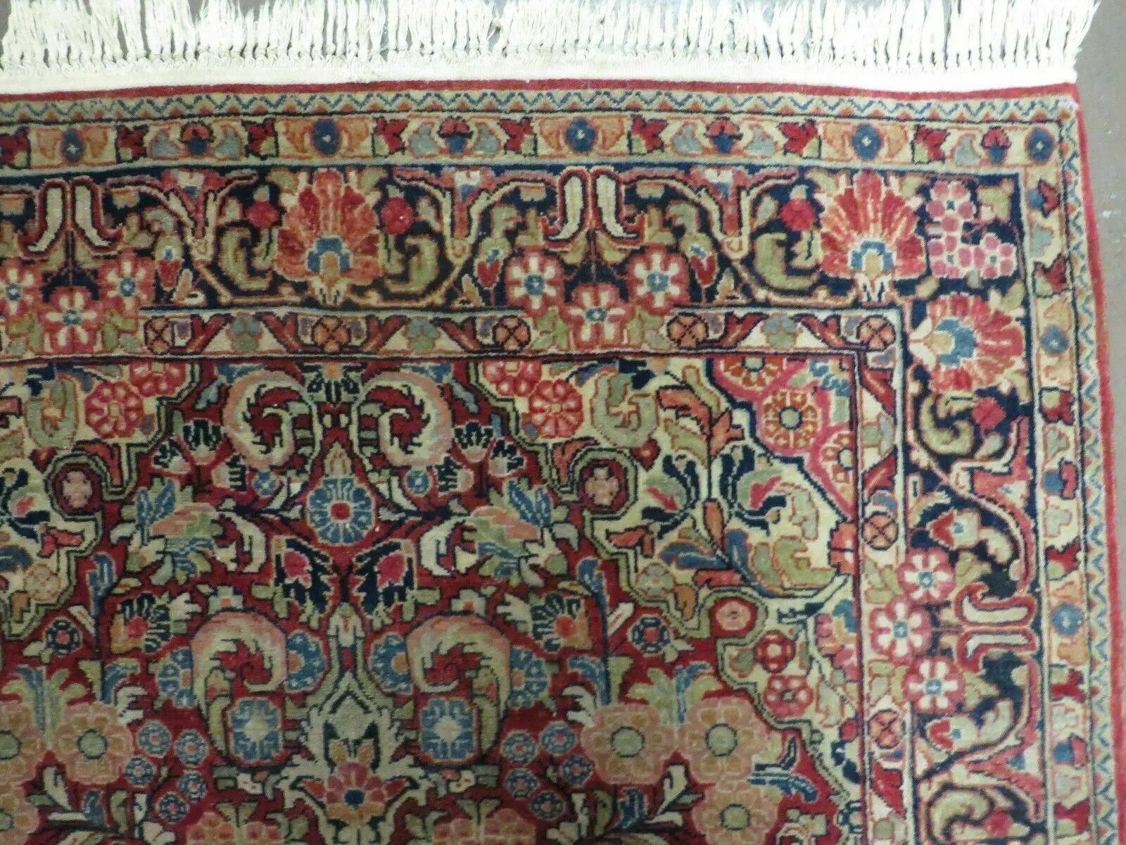 Persian Sarouk Rug 4.6 x 5, Red, Semi Antique, Floral by Jewel Rugs