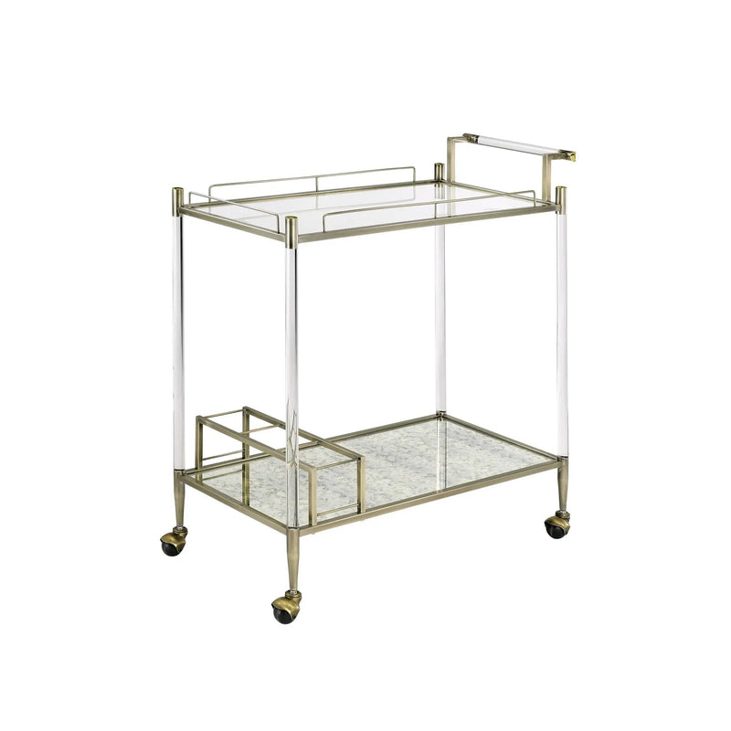Cirro Antique Mirror Wire Brass Serving Cart by HouseOfZazla