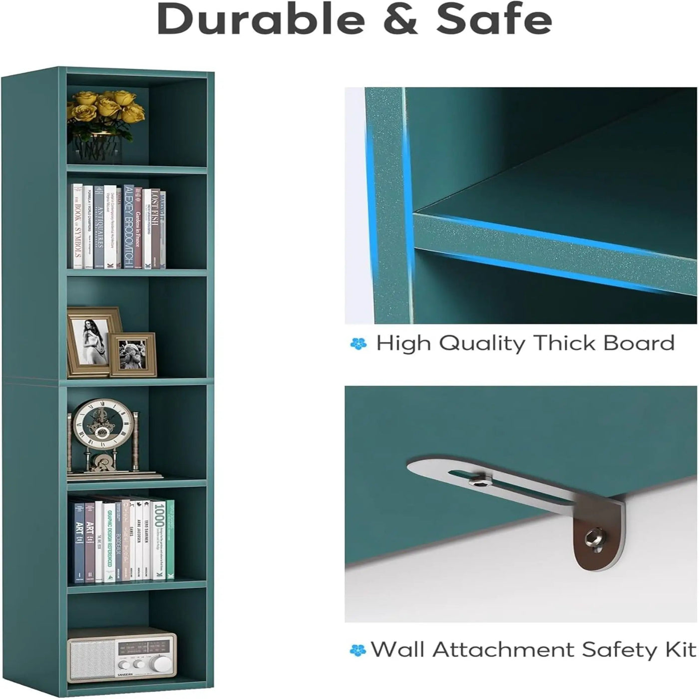 6 Tier Narrow Corner Cube Bookcase Storage, Freestanding Shelf With Open Cubes For Living Room by HouseOfZazla