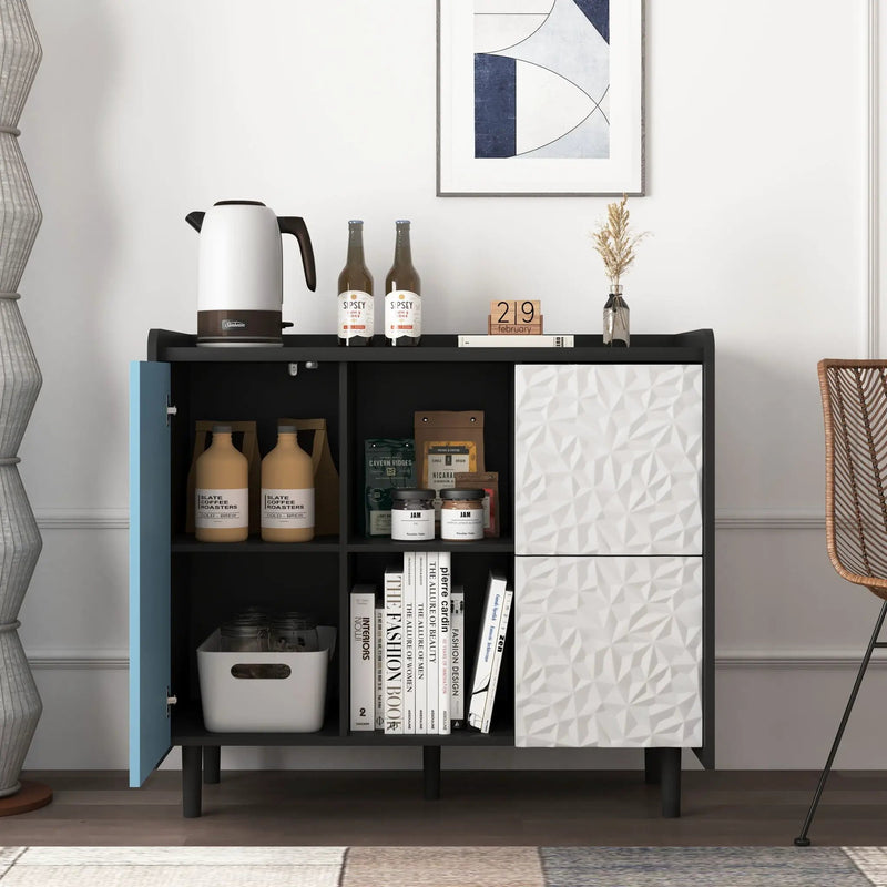 Modern Sideboard Buffet Cabinet With Doors And Unique Panel Styling by HouseOfZazla
