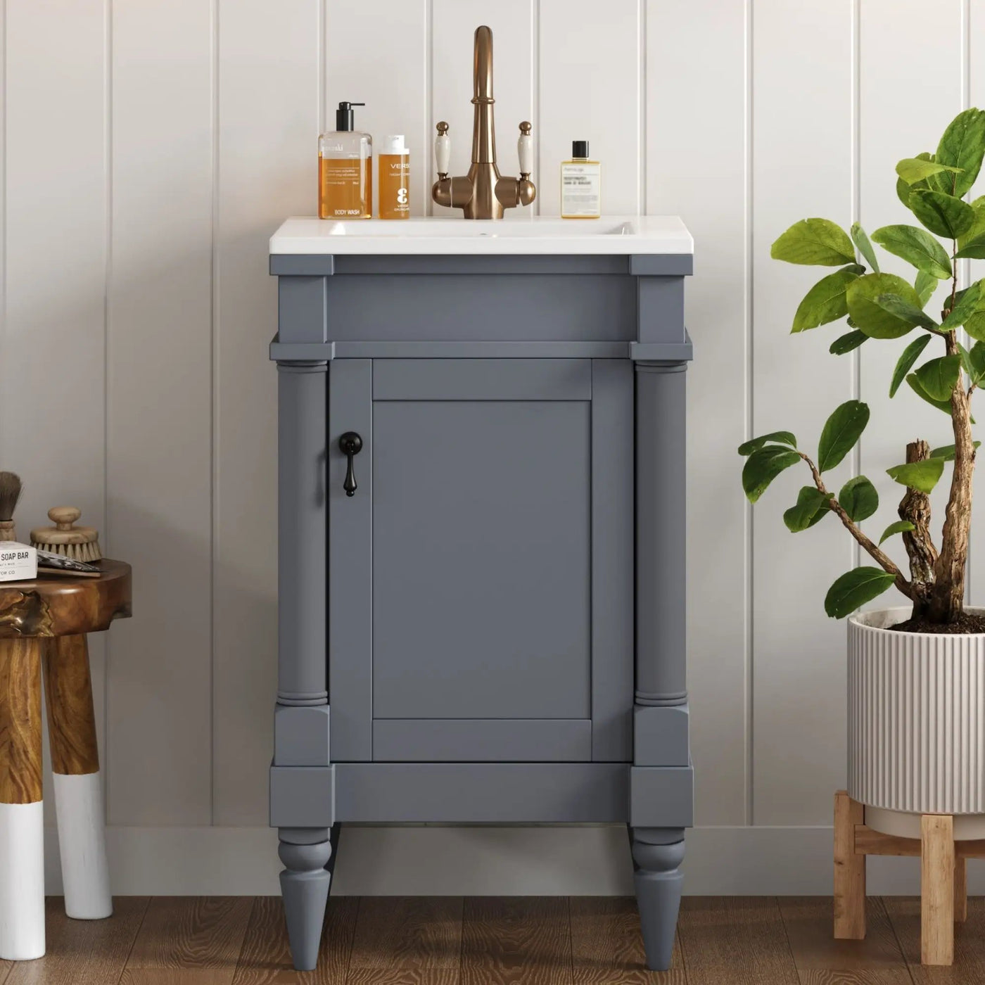 Bathroom Vanity With Sink, Storage Cabinet With Door, Drop In Sink, Compact Freestanding Design by Unique Piece Furniture