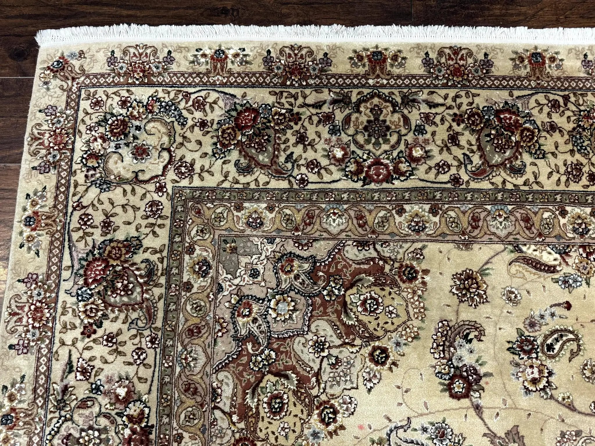 Sino Persian Rug 8x10, Wool and Silk Highlights, 290 KPSI, Floral Medallion by Jewel Rugs