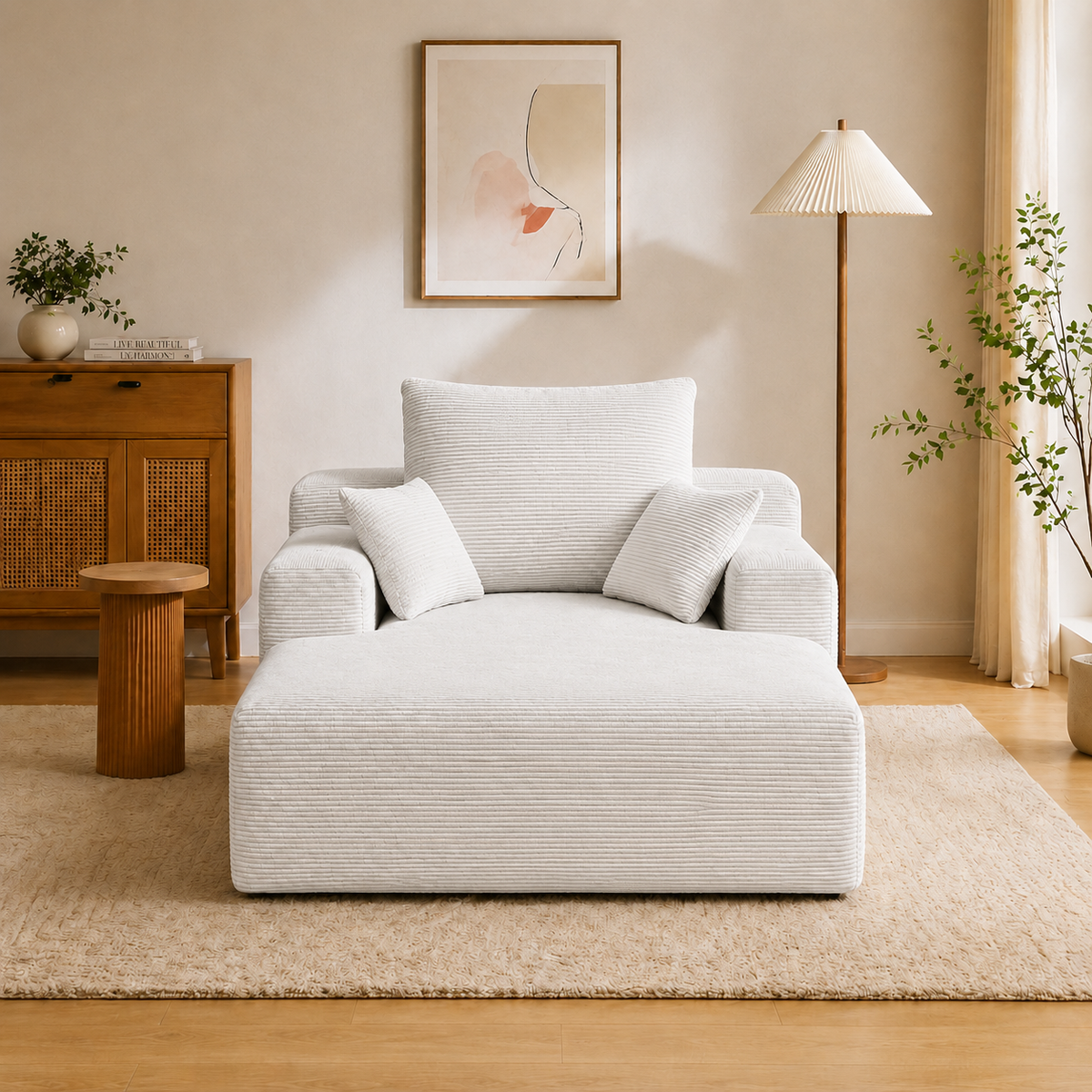 71.65'' Corduroy Chaise Lounge Sofa with Cup Holders & Storage Pocket by HouseOfZazla
